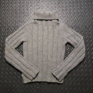 Abercrombie & Fitch Women's Merino Wool Turtleneck Ribbed Knit Sweater, Gray, S